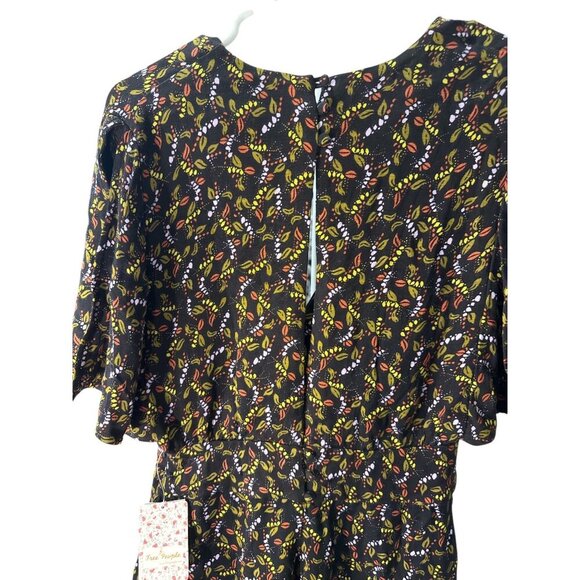 Free People Meet Virginia V-Neck Romper in Black Combo Size 4, New With Tags - Picture 7 of 10